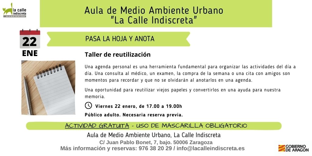 Taller de reutilización. Pasa la hoja y anota -