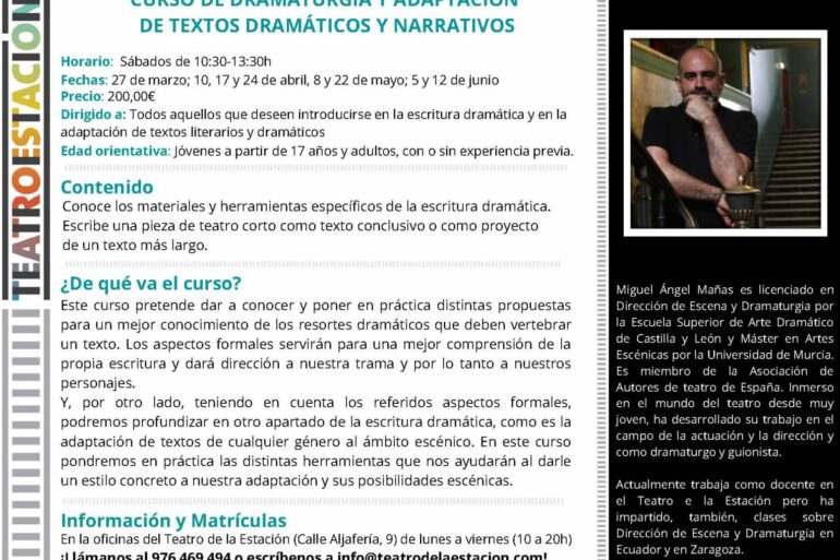 Curso de dramaturgia y adaptación de textos dramáticos y narrativos -