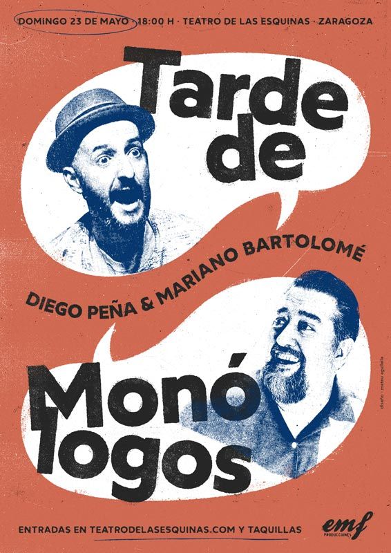 «Tarde de Monólogos » con Diego Peña y Mariano Bartolomé en el Teatro de las Esquinas -